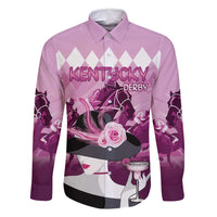 Kentucky Horse Racing Family Matching Off Shoulder Short Dress and Hawaiian Shirt Derby Mint Julep Girl - Pink Pastel LT14