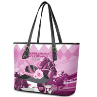 Kentucky Horse Racing Leather Tote Bag Derby Mint Julep Girl - Pink Pastel LT14