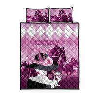 Kentucky Horse Racing Quilt Bed Set Derby Mint Julep Girl - Pink Pastel LT14