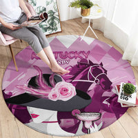 Kentucky Horse Racing Round Carpet Derby Mint Julep Girl - Pink Pastel LT14