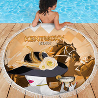 Kentucky Horse Racing Beach Blanket Derby Mint Julep Girl - Gold Pastel LT14