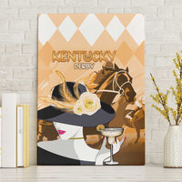 Kentucky Horse Racing Canvas Wall Art Derby Mint Julep Girl - Gold Pastel LT14