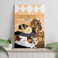 Kentucky Horse Racing Canvas Wall Art Derby Mint Julep Girl - Gold Pastel LT14