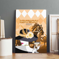 Kentucky Horse Racing Canvas Wall Art Derby Mint Julep Girl - Gold Pastel LT14