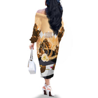 Kentucky Horse Racing Family Matching Off The Shoulder Long Sleeve Dress and Hawaiian Shirt Derby Mint Julep Girl - Gold Pastel LT14