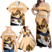 Kentucky Horse Racing Family Matching Off Shoulder Maxi Dress and Hawaiian Shirt Derby Mint Julep Girl - Gold Pastel LT14