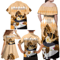 Kentucky Horse Racing Family Matching Off Shoulder Maxi Dress and Hawaiian Shirt Derby Mint Julep Girl - Gold Pastel LT14