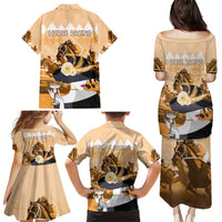 Kentucky Horse Racing Family Matching Puletasi and Hawaiian Shirt Derby Mint Julep Girl - Gold Pastel LT14