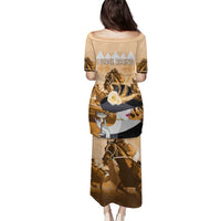 Kentucky Horse Racing Family Matching Puletasi and Hawaiian Shirt Derby Mint Julep Girl - Gold Pastel LT14