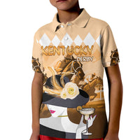 Kentucky Horse Racing Kid Polo Shirt Derby Mint Julep Girl - Gold Pastel LT14