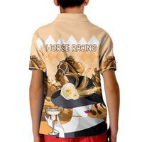 Kentucky Horse Racing Kid Polo Shirt Derby Mint Julep Girl - Gold Pastel LT14