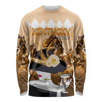 Kentucky Horse Racing Long Sleeve Shirt Derby Mint Julep Girl - Gold Pastel LT14