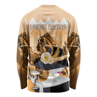 Kentucky Horse Racing Long Sleeve Shirt Derby Mint Julep Girl - Gold Pastel LT14