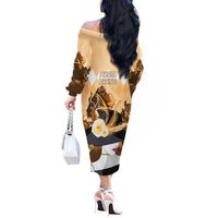 Kentucky Horse Racing Off The Shoulder Long Sleeve Dress Derby Mint Julep Girl - Gold Pastel LT14