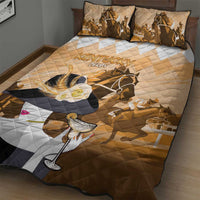 Kentucky Horse Racing Quilt Bed Set Derby Mint Julep Girl - Gold Pastel LT14