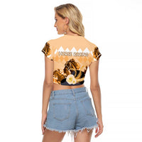 Kentucky Horse Racing Raglan Cropped T Shirt Derby Mint Julep Girl - Gold Pastel LT14