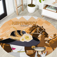 Kentucky Horse Racing Round Carpet Derby Mint Julep Girl - Gold Pastel LT14