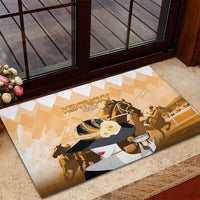 Kentucky Horse Racing Rubber Doormat Derby Mint Julep Girl - Gold Pastel LT14