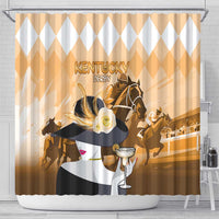 Kentucky Horse Racing Shower Curtain Derby Mint Julep Girl - Gold Pastel LT14