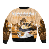 Kentucky Horse Racing Sleeve Zip Bomber Jacket Derby Mint Julep Girl - Gold Pastel LT14