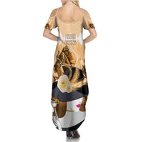 Kentucky Horse Racing Summer Maxi Dress Derby Mint Julep Girl - Gold Pastel LT14