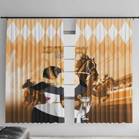 Kentucky Horse Racing Window Curtain Derby Mint Julep Girl - Gold Pastel LT14