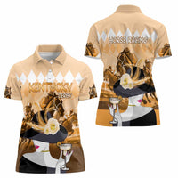 Kentucky Horse Racing Women Polo Shirt Derby Mint Julep Girl - Gold Pastel LT14