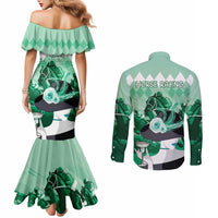Kentucky Horse Racing Couples Matching Mermaid Dress and Long Sleeve Button Shirt Derby Mint Julep Girl - Green Pastel LT14