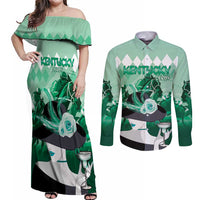 Kentucky Horse Racing Couples Matching Off Shoulder Maxi Dress and Long Sleeve Button Shirt Derby Mint Julep Girl - Green Pastel LT14