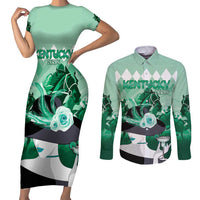 Kentucky Horse Racing Couples Matching Short Sleeve Bodycon Dress and Long Sleeve Button Shirt Derby Mint Julep Girl - Green Pastel LT14
