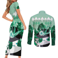 Kentucky Horse Racing Couples Matching Short Sleeve Bodycon Dress and Long Sleeve Button Shirt Derby Mint Julep Girl - Green Pastel LT14
