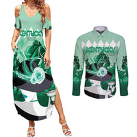 Kentucky Horse Racing Couples Matching Summer Maxi Dress and Long Sleeve Button Shirt Derby Mint Julep Girl - Green Pastel LT14