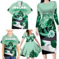 Kentucky Horse Racing Family Matching Long Sleeve Bodycon Dress and Hawaiian Shirt Derby Mint Julep Girl - Green Pastel LT14