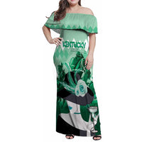 Kentucky Horse Racing Family Matching Off Shoulder Maxi Dress and Hawaiian Shirt Derby Mint Julep Girl - Green Pastel LT14