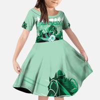 Kentucky Horse Racing Family Matching Puletasi and Hawaiian Shirt Derby Mint Julep Girl - Green Pastel LT14