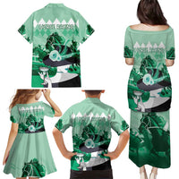 Kentucky Horse Racing Family Matching Puletasi and Hawaiian Shirt Derby Mint Julep Girl - Green Pastel LT14