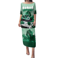 Kentucky Horse Racing Family Matching Puletasi and Hawaiian Shirt Derby Mint Julep Girl - Green Pastel LT14