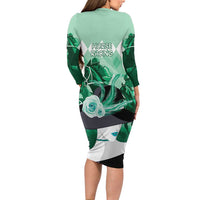 Kentucky Horse Racing Long Sleeve Bodycon Dress Derby Mint Julep Girl - Green Pastel LT14