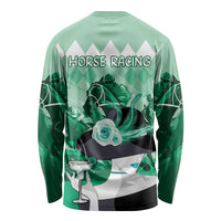 Kentucky Horse Racing Long Sleeve Shirt Derby Mint Julep Girl - Green Pastel LT14