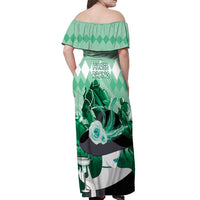 Kentucky Horse Racing Off Shoulder Maxi Dress Derby Mint Julep Girl - Green Pastel LT14