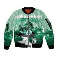 Kentucky Horse Racing Sleeve Zip Bomber Jacket Derby Mint Julep Girl - Green Pastel LT14