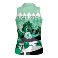 Kentucky Horse Racing Women Sleeveless Polo Shirt Derby Mint Julep Girl - Green Pastel LT14