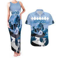 Kentucky Horse Racing Couples Matching Tank Maxi Dress and Hawaiian Shirt Derby Mint Julep Girl - Blue Pastel LT14