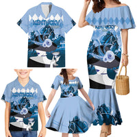 Kentucky Horse Racing Family Matching Mermaid Dress and Hawaiian Shirt Derby Mint Julep Girl - Blue Pastel LT14