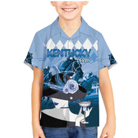 Kentucky Horse Racing Family Matching Mermaid Dress and Hawaiian Shirt Derby Mint Julep Girl - Blue Pastel LT14