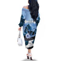 Kentucky Horse Racing Family Matching Off The Shoulder Long Sleeve Dress and Hawaiian Shirt Derby Mint Julep Girl - Blue Pastel LT14