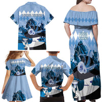 Kentucky Horse Racing Family Matching Off Shoulder Maxi Dress and Hawaiian Shirt Derby Mint Julep Girl - Blue Pastel LT14