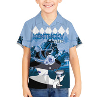 Kentucky Horse Racing Family Matching Short Sleeve Bodycon Dress and Hawaiian Shirt Derby Mint Julep Girl - Blue Pastel LT14