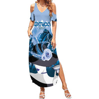 Kentucky Horse Racing Family Matching Summer Maxi Dress and Hawaiian Shirt Derby Mint Julep Girl - Blue Pastel LT14