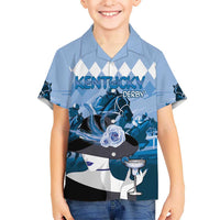 Kentucky Horse Racing Kid Hawaiian Shirt Derby Mint Julep Girl - Blue Pastel LT14